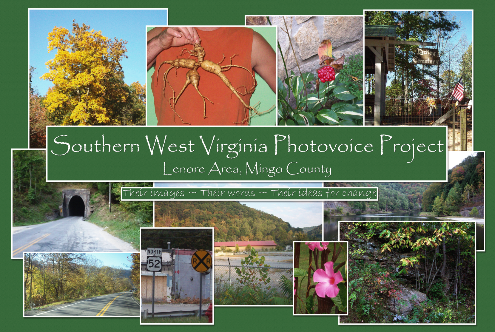 Collage of Lenore's natural scenery, historic landmarks, cultural traditions, and community landscapes.